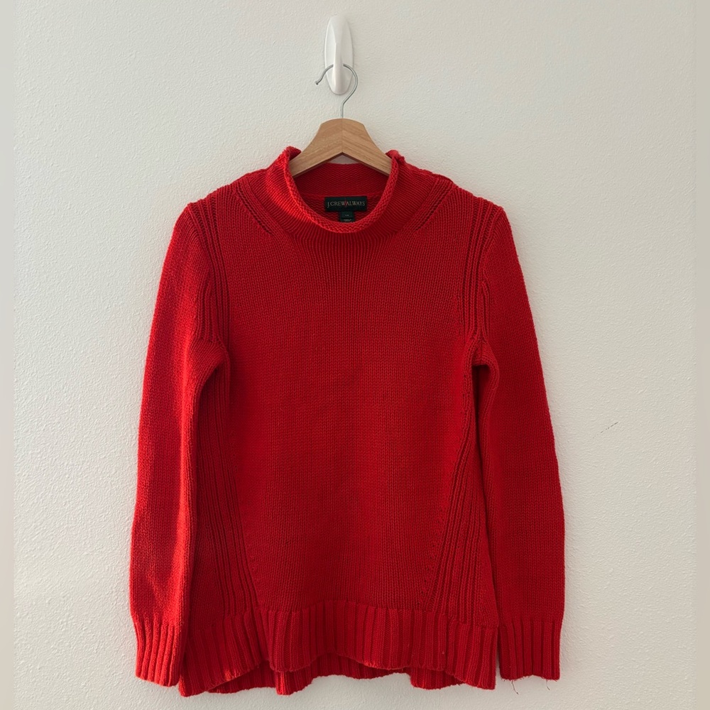 J. Crew Vibrant Red Turtleneck Knit Sweater